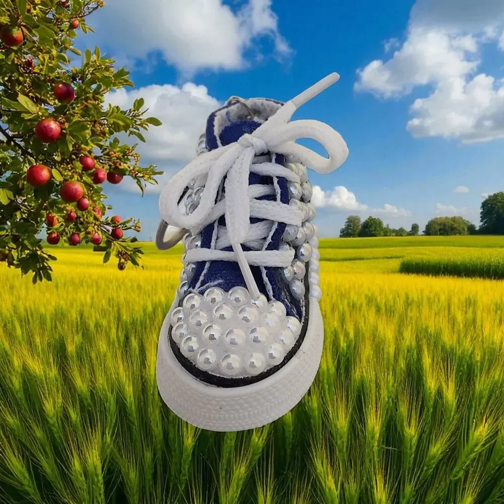 Zeta Phi Beta Keychain Blue Shoe White‎ Pearls Custom Made Shoe
